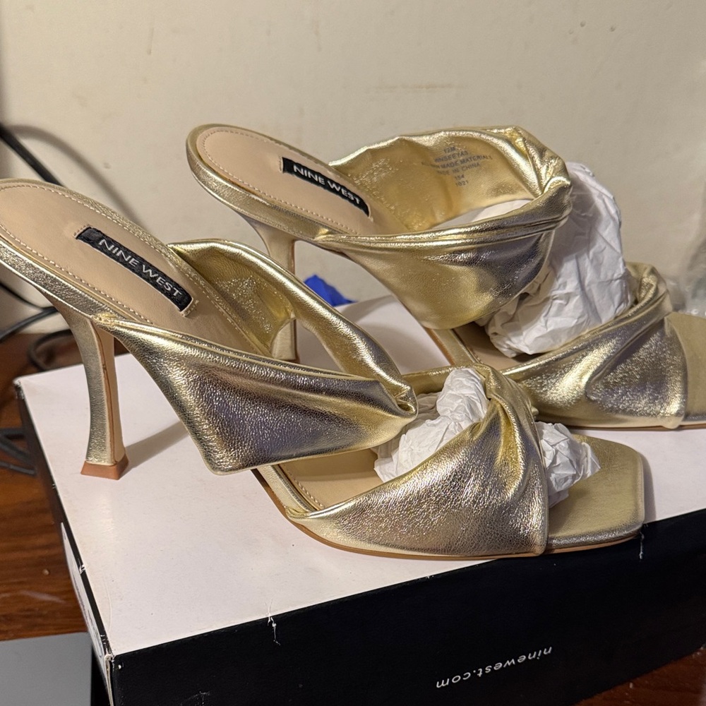 Nine West Metallic Gold Heels